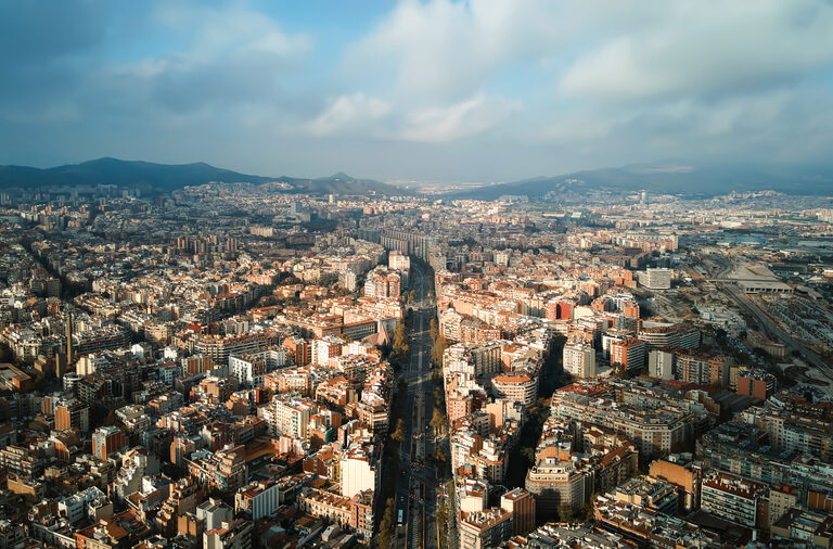 Vista aérea de los mejores barrios de Barcelona